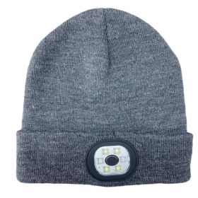 Removable And Washable Rechargeable LED Luminous Lighting Knitted Hat (Option: Medium gray1)
