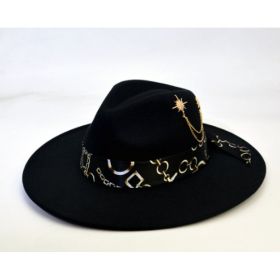 Wool-like Autumn And Winter Felt Cap British Woolen Hat (Option: Scarves in black-LorXL)