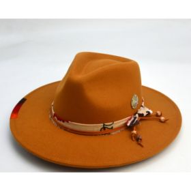 Wool-like Autumn And Winter Felt Cap British Woolen Hat (Option: Pendant orange-LorXL)