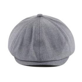 Solid Color Retro Beret Men And Women Spring, Autumn And Winter (Option: Light Gray-56CM)