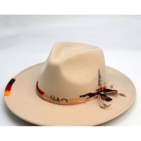 Wool-like Autumn And Winter Felt Cap British Woolen Hat (Option: Stylish Pendant Beige-LorXL)
