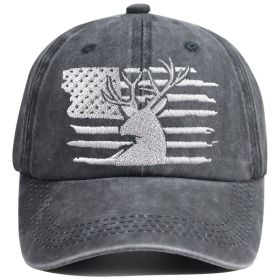 2pcs American Flag Deer Embroidered Baseball Cap - Vintage Washed Cotton Hat, Adjustable Unstructured Low Profile, Hunting Outdoor Cap For Men Wo (Option: 1pcs)