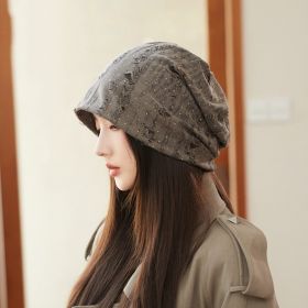 Korean Style Ripped Pile Heap Cap Children Autumn And Winter Fashion All-matching Make Face Look Smaller (Option: Brown-Adjustable)