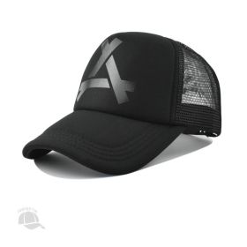 Men's Outdoor Leisure Peaked Cap Wide Brim Sunshade Breathable Net Cap (Option: Black A-54cm)