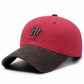 Color Matching Baseball Cap Casual Versatile Soft Top (Option: Red-Adjustable)