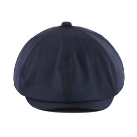 Solid Color Retro Beret Men And Women Spring, Autumn And Winter (Option: Dark Blue-56CM)