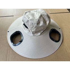 Men's Sun Shading Large Eave Sun Shading Solar Fan Cap (Option: Beige)