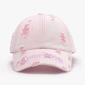 Matching Ripped Letter Print Embroidery Men's Big Head Circumference Personality (Option: 24A124 Pink-Adjustable)