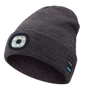 Removable And Washable Rechargeable LED Luminous Lighting Knitted Hat (Option: Medium Gray)
