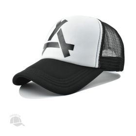 Men's Outdoor Leisure Peaked Cap Wide Brim Sunshade Breathable Net Cap (Option: Black And White-54cm)