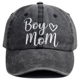 Boy Mom Hat For Women, Mother S Day Birthday Mama Gifts, Adjustable Embroidered Wash Cotton Baseball Cap (Option: Grey)