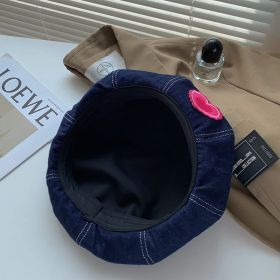 Small Face Beret Fashion Painter Cap (Option: MZ2213 Love Dark Blue-Free Size)