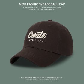 Korean Hat Women's All-match Face-looking Small Embroidered Letters (Option: Brown-Adjustable)