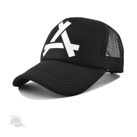 Men's Outdoor Leisure Peaked Cap Wide Brim Sunshade Breathable Net Cap (Option: Black-54cm)