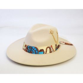 Wool-like Autumn And Winter Felt Cap British Woolen Hat (Option: Silk scarf beige-LorXL)