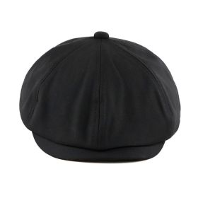 Solid Color Retro Beret Men And Women Spring, Autumn And Winter (Option: Black-56CM)