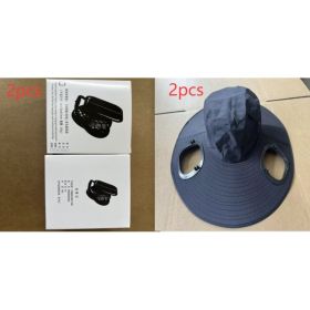 Men's Sun Shading Large Eave Sun Shading Solar Fan Cap (Option: Black with fans 2pcs)