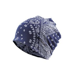Autumn And Winter Windproof Earmuff Head Hat Cashew Flower Print Pile Hat Men And Women (Option: Blue)