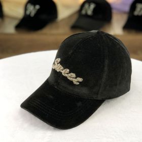 Letter Gold Velvet Baseball Cap Casual All-match Korean Peaked Cap (Option: Black SWeeT-Adjustable 54to59cm)