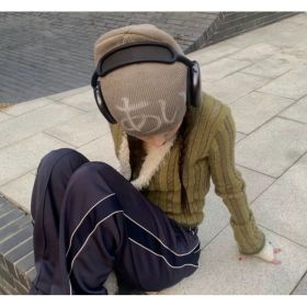 Street Style Letters Pile Heap Cap Beanie Hat Female Autumn And Winter Street (Option: Day Khaki-M)