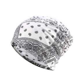 Autumn And Winter Windproof Earmuff Head Hat Cashew Flower Print Pile Hat Men And Women (Option: White)