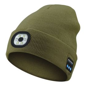 Removable And Washable Rechargeable LED Luminous Lighting Knitted Hat (Option: Army Green)