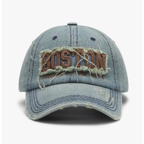 Three-dimensional Embroidery Men's Soft Peaked Cap Outdoor (Option: Cyan-Adjustable)