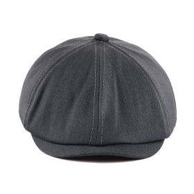 Solid Color Retro Beret Men And Women Spring, Autumn And Winter (Option: Dark Gray-56CM)