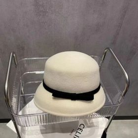Korean All-match Simple Bow Elegant Small Bucket Cap (Option: Beige Black Belt)
