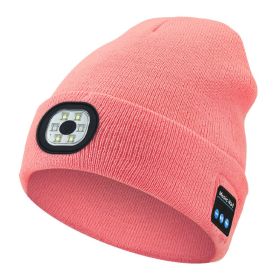 Removable And Washable Rechargeable LED Luminous Lighting Knitted Hat (Option: Pink)
