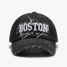 Three-dimensional Embroidery Men's Soft Peaked Cap Outdoor (Option: Black-Adjustable)