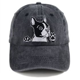 2pcs Boston Terrier Dog Embroidered Baseball Cap - Vintage Washed Cotton Hat, Adjustable Unstructured Low Profile, Cute Pet Cap For Men Women (Option: 1pcs)