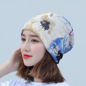 Baotou Silk Scarf Thin Air Conditioning Hat After Chemotherapy (Option: Yellow And Blue Ink Painting)