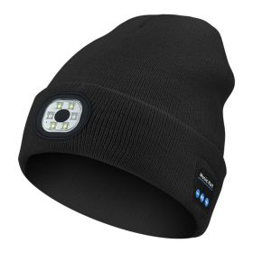 Removable And Washable Rechargeable LED Luminous Lighting Knitted Hat (Option: Black)