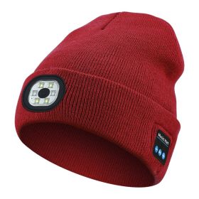 Removable And Washable Rechargeable LED Luminous Lighting Knitted Hat (Option: Watermelon Red)