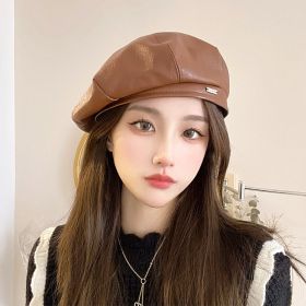 Beret British Vintage Painter Hat Look Small Artistic (Option: MM1477 Coffee-Free Size)
