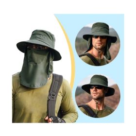 Wide Brim Sun Hat UV Protection Bucket Cap For Hiking Camping Fishing Safari Men (Option: Army Green)