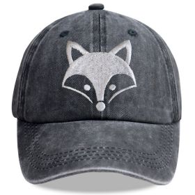 2pcs Cute Fox Face Embroidered Baseball Cap - Vintage Washed Cotton Hat, Adjustable Unstructured Low Profile, Casual Outdoor Sun Hat For Men Wome (Option: 1pcs)