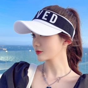 Sunlight Blocker For Summer Letter Without Top LOVED Korean (Option: White-Free Size Adjustable)