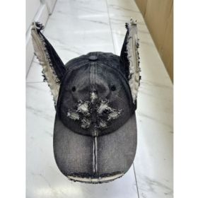 Waste Soil Wind Y2g Doberman Ear Baseball Cap Worn Looking Washed-out Denim (Option: Black-Adjustable)