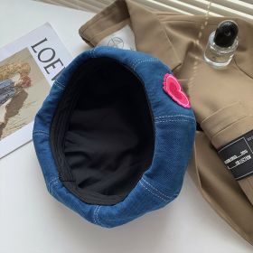 Small Face Beret Fashion Painter Cap (Option: MZ2213 Heart Blue-Free Size)
