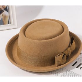 Vintage Bow British Wild Leisure Fashion Top Hat (Option: Camel-Free Size)