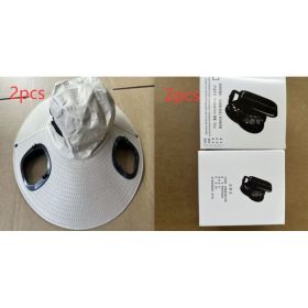 Men's Sun Shading Large Eave Sun Shading Solar Fan Cap (Option: Beige with fans 2pcs)