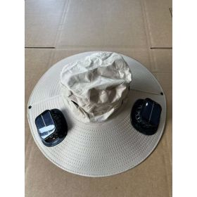 Men's Sun Shading Large Eave Sun Shading Solar Fan Cap (Option: Beige with fans)